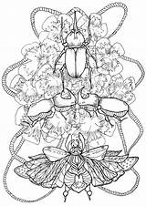 Coloring Flowers Beetles Insects Rope Pages Adult Surrounded Braided Mixing Finely Nice Butterflies sketch template