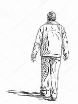 Walking Man Sketch Draw Drawing Away Person Coloring Sketches Vector Side Template Pages Illustration Icon sketch template