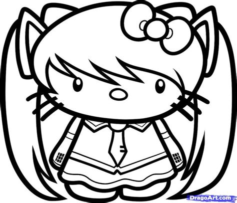 coloring pages  kitty   draw miku hatsune  kitty step