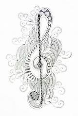Sol Clé Music Mandala Coloring Pages Adult Symbols Printable Zentangles sketch template