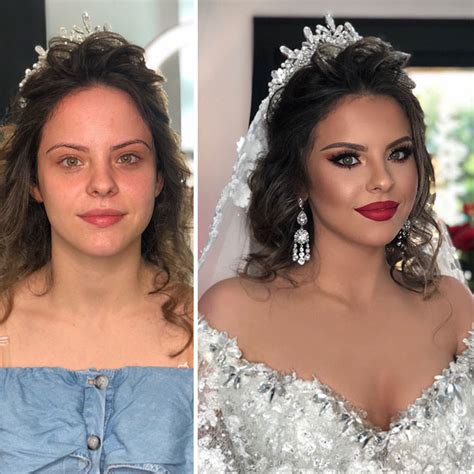 11 pictures captured before and after brides got their wedding makeup