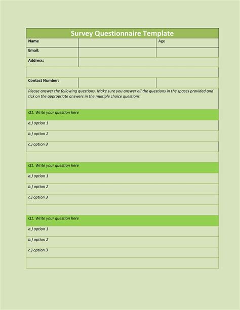 questionnaire templates word templatelab