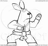 Rabbit Karate Cartoon Coloring Clipart Outlined Vector Cory Thoman sketch template