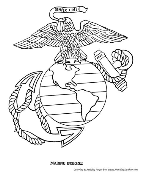 armed forces day coloring pages  marine insigne coloring page sheet
