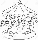 Coloring Merry Round Go Line Carousel Pages Clip Stock Horse Horses Kids Adults Sketch Drawing Depositphotos Circus Coloringhome Lenmdp sketch template