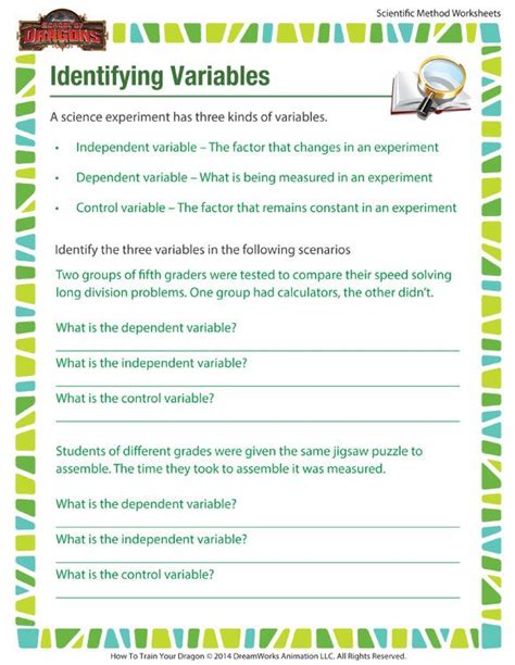 identifying variables worksheet science answers