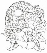 Skull Coloring Pages Roses Sugar Paint Numbers Adults Rose Drawing Printable Skulls Templates Number Printables Tattoo Flowers Adult Color Colouring sketch template
