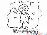 Bye Good Colouring Coloring Cards Sheet Boy Hits sketch template