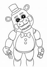 Nights Coloring Five Pages Freddy Freddys Cute Fnaf Printable Fazbear Animatronic Bear Pizza Character sketch template