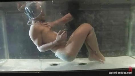 masochist bitch is gagged and bagged and tortured underwater fux