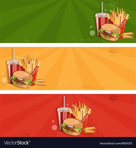 fast food banner  burgerfries  cola vector image