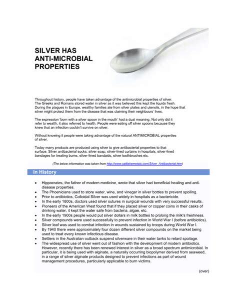 silver  antimicrobial properties