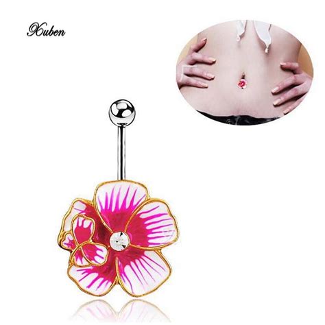 Buy Luxury Enamel Flower Butterfly Belly Button Body