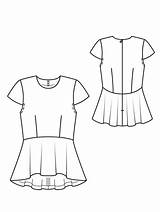 Peplum Burdastyle Technical Burda Tunic Sew Tecnico Desenho sketch template
