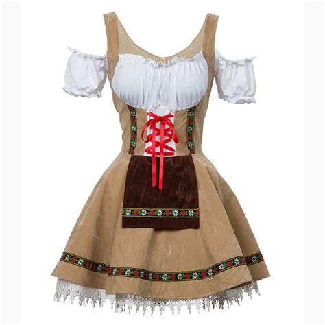 women german dirndl dress off shoulder oktoberfest beer