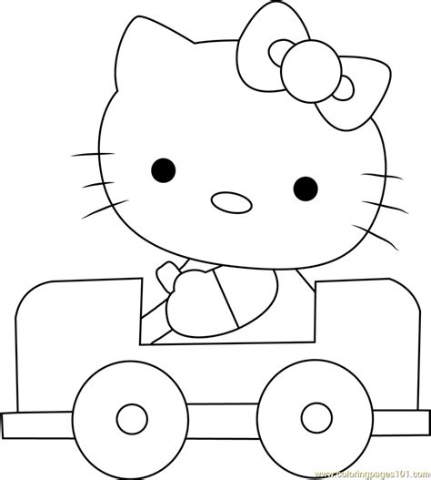 kitty driving  car coloring page   kitty coloring