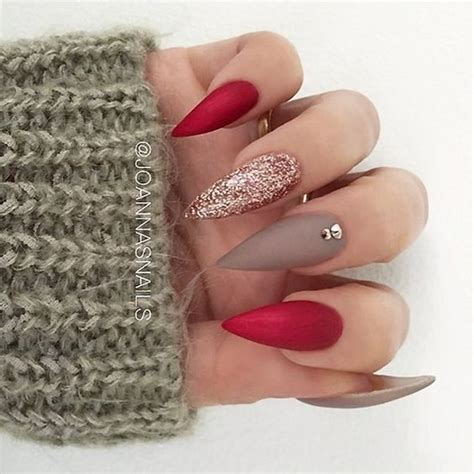 Repost • Festive Stiletto Nails In Red Brown And