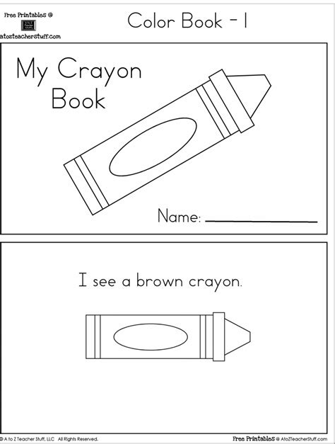 fun  educational crayon colors printable book