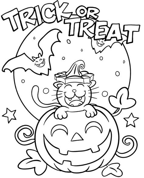 trick  treat coloring page  halloween topcoloringpagesnet