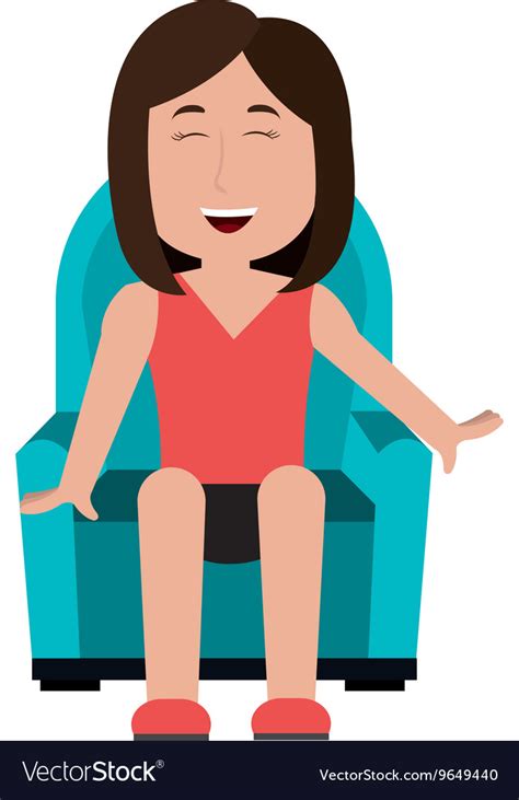 Female Sitting On Home Sofa Cartoon Royalty Free Vector