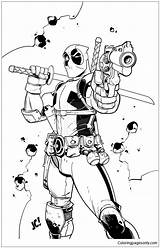 Deadpool Pages Coloring Color sketch template