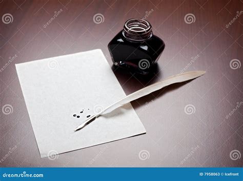 quill ink  paper stock image image  glass blank
