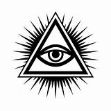 Eye Seeing Pyramid Vector Illustrations Symbol Illuminati Clip sketch template
