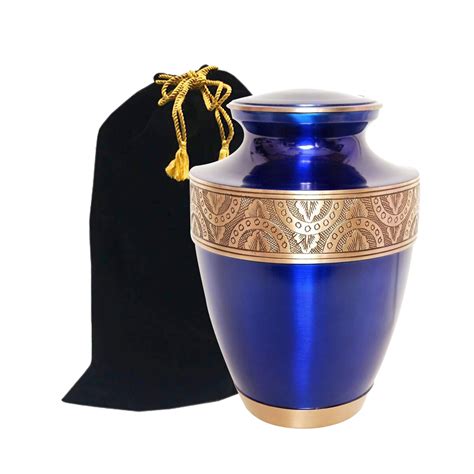 golden navy brass cremation urn beautifully handcrafted adult funeral urn solid brass