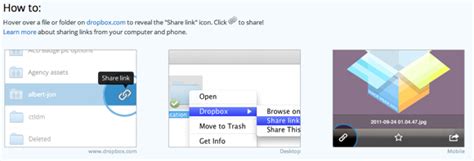 quickly share  dropbox files     web