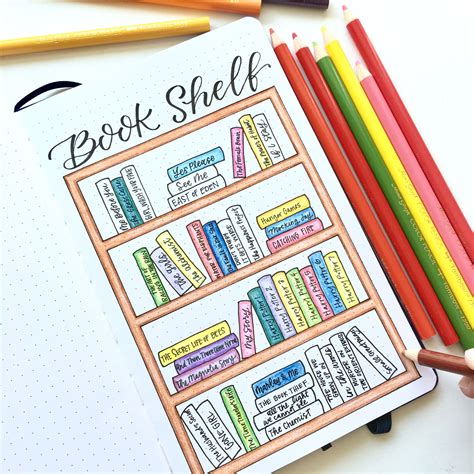 diy bullet journal bookshelf spread