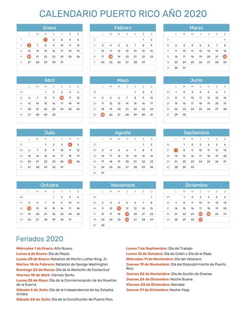 calendario de puerto rico ano feriados