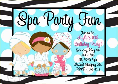 printable spa party invitations templates  printable spa party