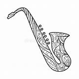 Saxophone Saxofoon Vecteur Adultes Libro Kleurend Papiers Peints Zentangle Vettore Musicale Dello Astratto Strumento Serpent Doodle Adulti Degli Myloview Sassofono sketch template
