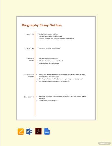 biography essay outline format template word apple pages