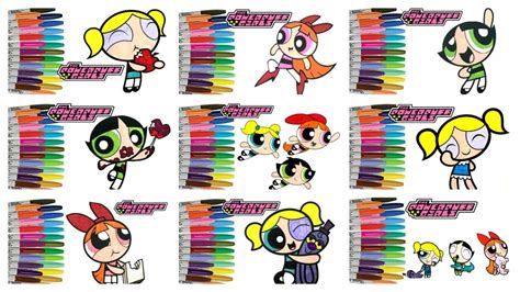 powerpuff girls compilation 4 blossom bubbles and buttercup cartoon network ppg how to color