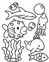Coloring Ocean Animals Pages Printable Kids sketch template