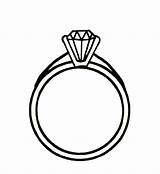 Ring Clip Wedding Drawing Clipart Rings Diamond Engagement sketch template