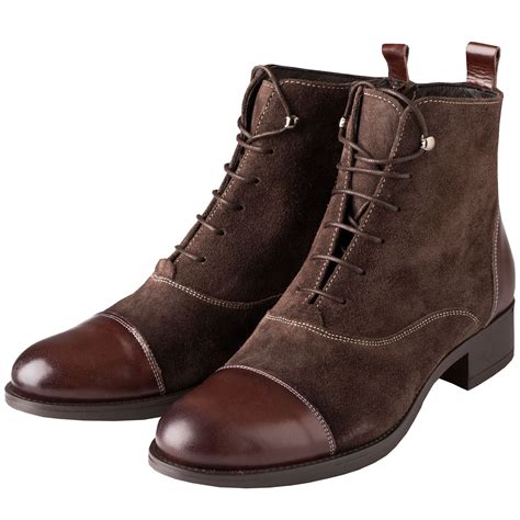 brown leather lace  ankle boots cordings