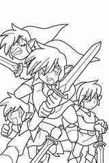 Four Swords Zelda Coloring Legend Pages Lineart Deviantart Template sketch template