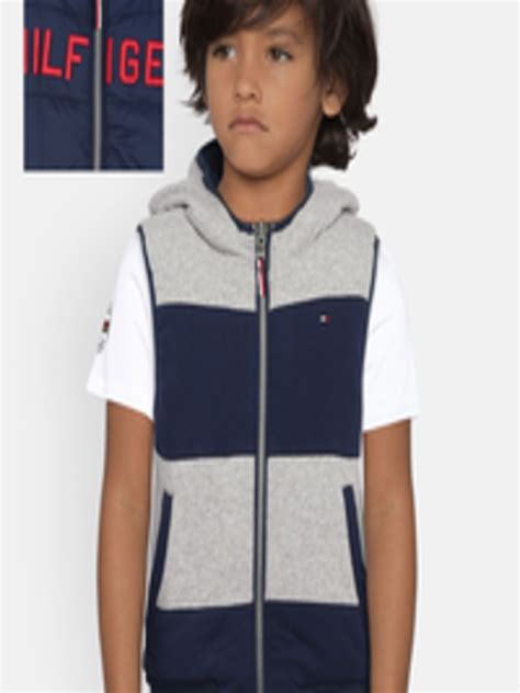 buy tommy hilfiger boys grey solid reversible padded jacket jackets