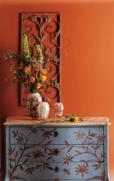 knockout orange sw  orange painted walls orange paint colors blue painted furniture