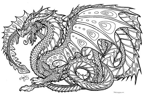 hard coloring pages  dragons
