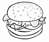 Coloring Food Pages Hamburger Junk Burger Printable Fast Kids Drawing Easy sketch template