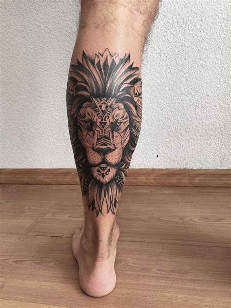 Tatouage Mandala Lion Homme Jambe Homme Thigh Tattoo Men Leg Band