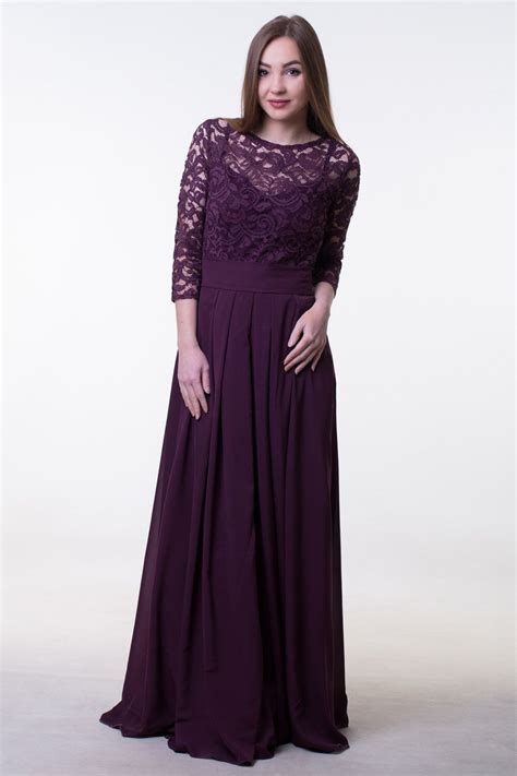 dark purple bridesmaid dress long lace  chiffon dress  etsy dark purple bridesmaid