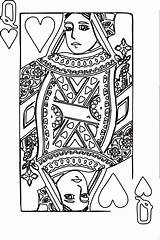 Queen Hearts Coloring Pages Cards Deck Playing Card King Colouring Heart Clip Template Drawing Sheets Color Clipart Wonderland Alice Clker sketch template