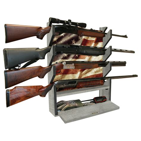 Rush Creek Creations Indoor 4 Rifle Shotgun Wall Storage Americana