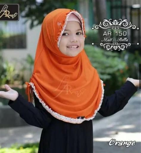 warna jilbab orange voal motif