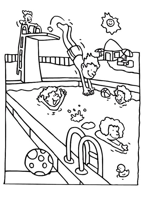 visit  swimming pool  summer coloring pages  kids dvy