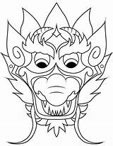 Dragon Mask Chinese Year Face Easy Simple Crafts Kids Coloring Drawing Paper Pages Clipartbest sketch template